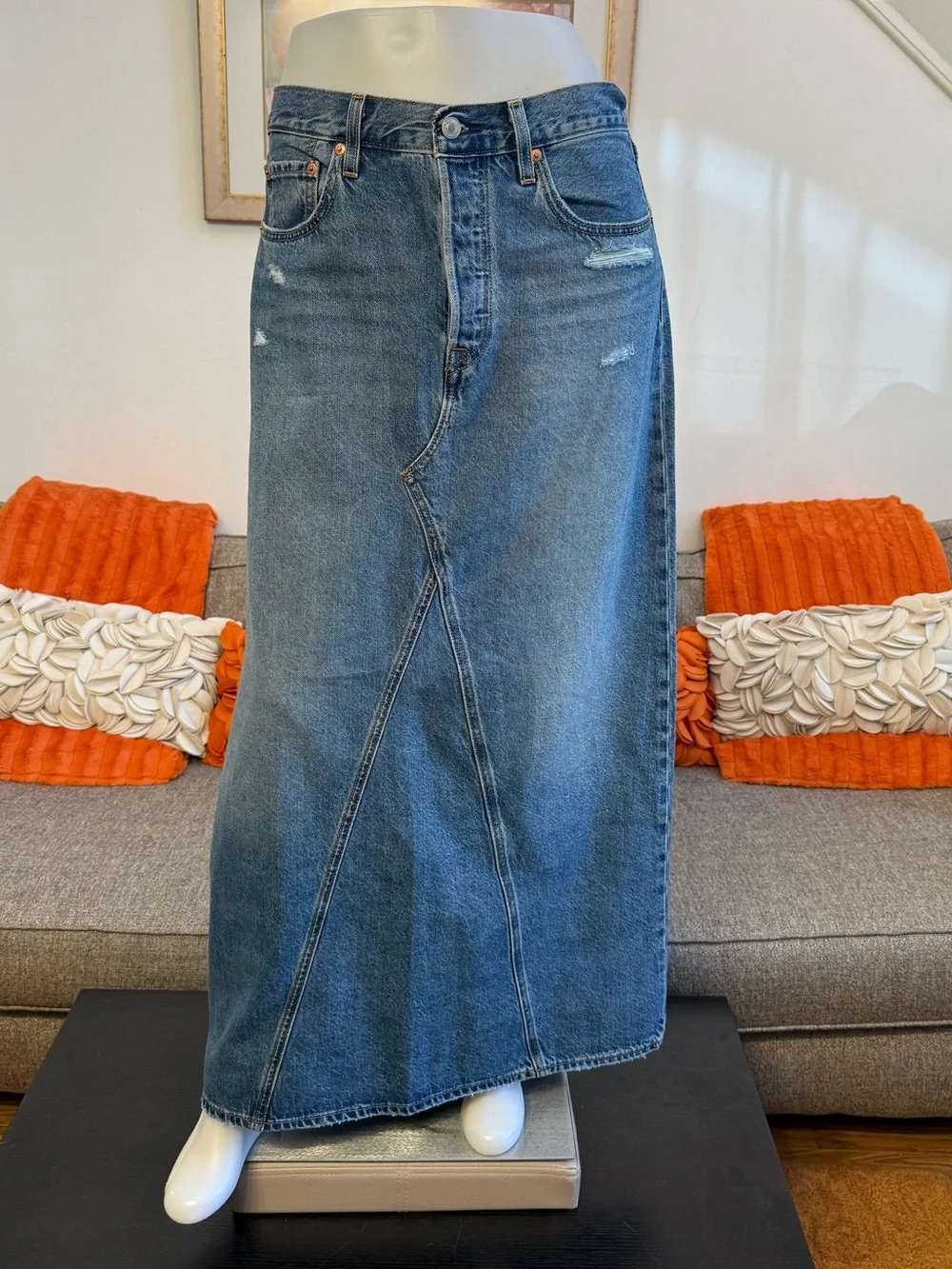 ❣️🆕Levi's Cotton Iconic Side-Slit Maxi Denim Skirt❣️